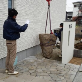 古いお庭の水鉢を再利用　姫路