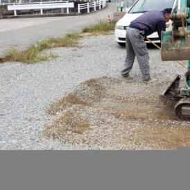 相生外構｜塗り壁門柱の下地ブロック積み