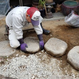 姫路市和庭リフォーム工事｜飛び石再利用