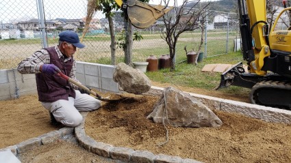 姫路市和モダン外構｜庭石植栽工事