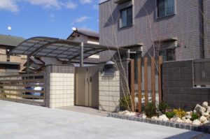 旭化成ヘーベルハウスモノトーンカラーのシンプルモダン新築外構　姫路市Ｏ様邸