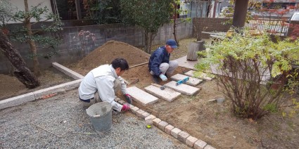 宍粟市山崎町花壇｜御影石のノベ石で花壇