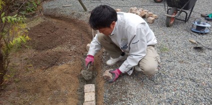 宍粟市庭｜土留めピンコロ石