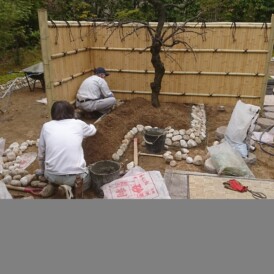 天然竹の建仁寺垣工事